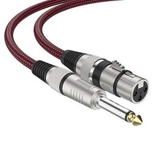 XLR メスから1/4インチ TSケーブル 4.6M 2本 UGOMI ナイロンを編んでいるマイク ケーブルTS 6.35 mmのモノラルアンバ