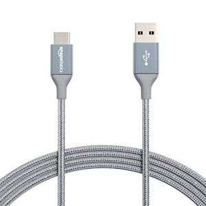 ベーシック 充電ケーブル USB タイプ-C~タイプ-A 2.0 オス ダブル編組ナイロン 3.0m ダークグレー