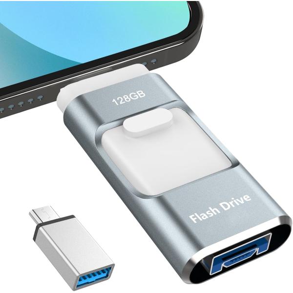 専用アプリ不要４in1 iPhone対応 USBメモリ 128GB アプリ不要 高速 バックアップ ...