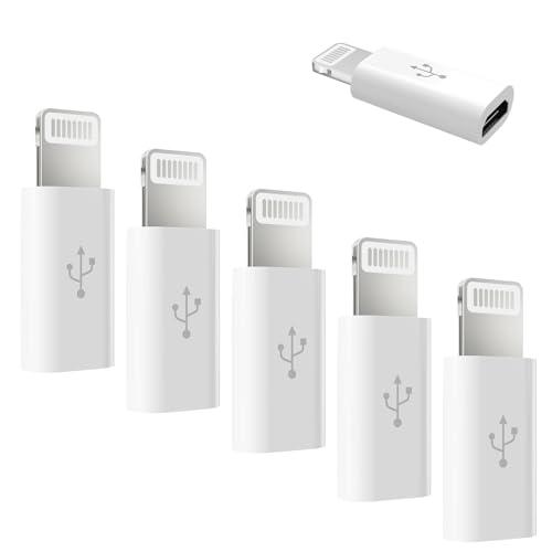 Micro USB to Lightning変換アダプタ 延長コネクタ 5個入 急速充電とデータ伝送...