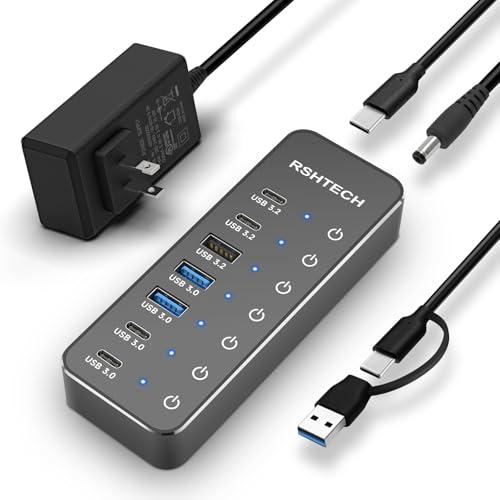 RSHTECH USB ハブ 7ポート 10Gbps対応 電源付き USB-Ax3 USB-Cx4（...