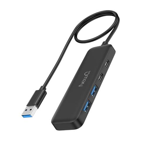 NewQ USB-C ハブ 長さ 2 フィートのケーブル 4ポート2* USB-C 3.0と2* U...
