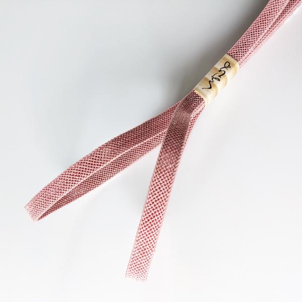夏物　アッシュピンク ラメ入り　三分紐　正絹　長め