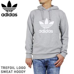 adidas アディダス オリジナルス メンズ トレフォイルロゴ スウェット パーカー GREY オリジナルス グレー スエット HOODY 灰 送料無料｜miami-records