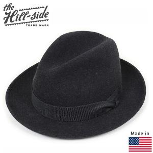 The Hill-side ヒルサイド ウールフェドラハット CHARCOAL/COVERT HICKORY STRIPE メンズ 帽子 チャコールグレー  MADE IN USA アメリカ製 送料無料｜miami-records