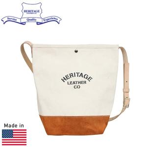 HERITAGE LEATHER ヘリテージレザー スエードボトム バケット ショルダーバッグ [NATURAL/BROWN] MADE IN USA アメリカ製 メンズ レディース 男女兼用 送料無料｜miami-records