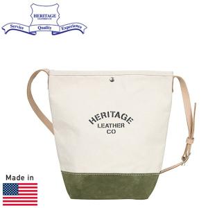 HERITAGE LEATHER ヘリテージレザー スエードボトム バケット ショルダーバッグ NATURAL/OLIVE MADE IN USA ナチュラル ブラウン アメリカ製 送料無料｜miami-records