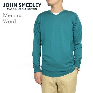 John Smedley ジョンスメドレー BOWER メリノウール メンズ Vネックニット DEAN GREEN グリーン メンズ セーター カットソー 英国製 送料無料｜miami-records