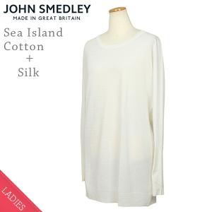 John Smedley ジョンスメドレー FINLEY レディース シルク混 シーアイランドコットン オーバーサイズニット WHITE ホワイト ワンピース 送料無料｜miami-records