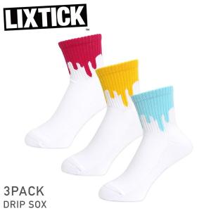 LIXTICK リックスティック DRIP SOCKS 3PACK SET 4TH COLOR ソックス 靴下 セット ホワイト メンズ プレゼント ギフト グラフィティ メール便 送料無料｜miami-records