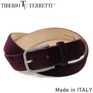 TIBERIO FERRETTI ティベリオ フェレッティ 9626 メンズ レザーベルト PURPLE パープル 紫 ベルベット 別珍 MADE IN ITALY イタリア製 送料無料｜miami-records