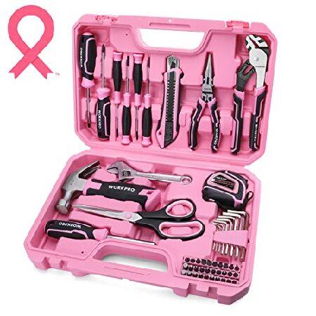 並行輸入 WORKPRO 52-Piece Pink Tools Set, Household La...
