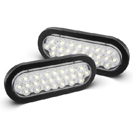 並行輸入 Oyviny 6インチ ホワイトオーバルLEDテールライト 超高輝度 24LED 楕円形 ...