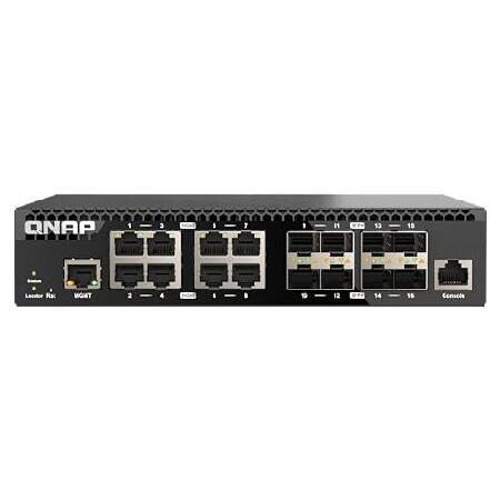 並行輸入 QNAP 16ポート半幅ラックマウント10GbEマネージドネットワークスイッチ(QSW-M...