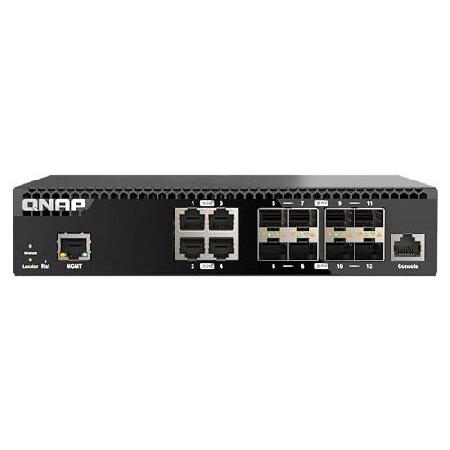 並行輸入 QNAP 12ポート半幅ラックマウント10GbEマネージドネットワークスイッチ(QSW-M...