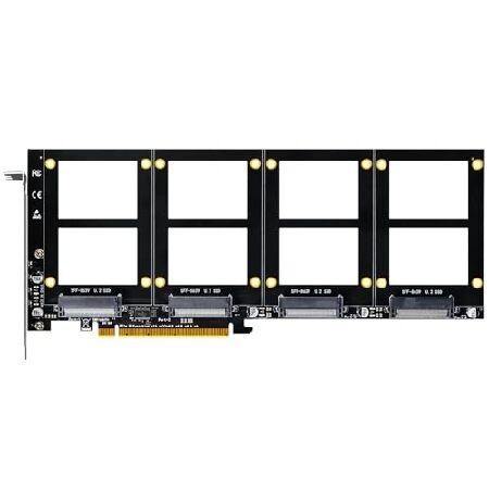並行輸入 GLOTRENDS PU41 4ポート U.2 SSD PCIe 4.0 X16変換アダプ...