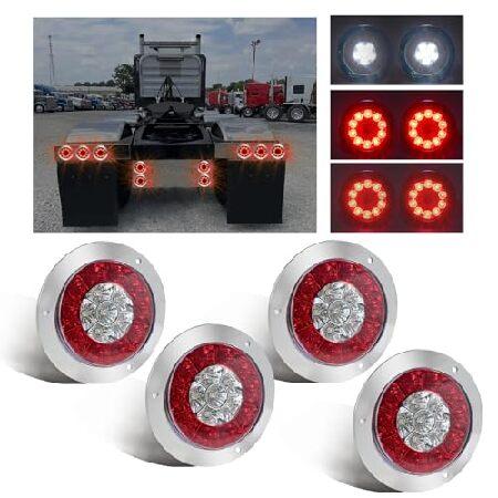 並行輸入 Wodvyss 4 Pcs 4" Round LED Truck Trailer Tail...