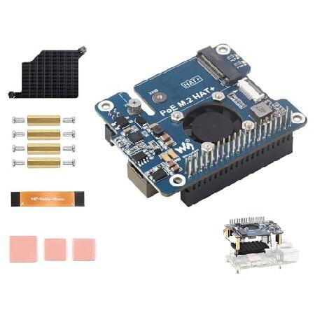 並行輸入 Raspberry Pi 5用PoE HAT付きPCIeからM.2アダプター、ネットワーク...