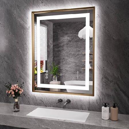 並行輸入 Amorho 28"X36" Gold LED Bathroom Mirror, Meta...