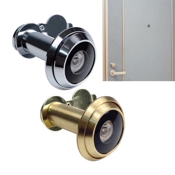 ドアスコープ180/防犯グッズ 〔シルバー〕 超広角 空転式 のぞき防止カバー付き 日本製