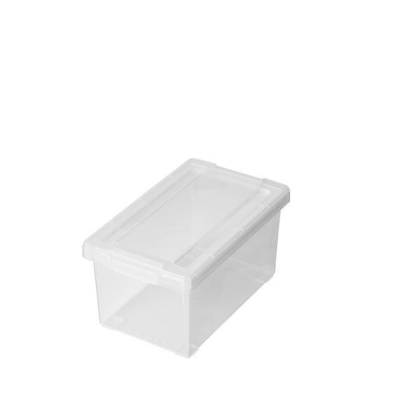 (まとめ) フタ付き 収納ボックス/プラスチックケース 〔CD〕 仕切り板付き 『いれと庫 ライト』...