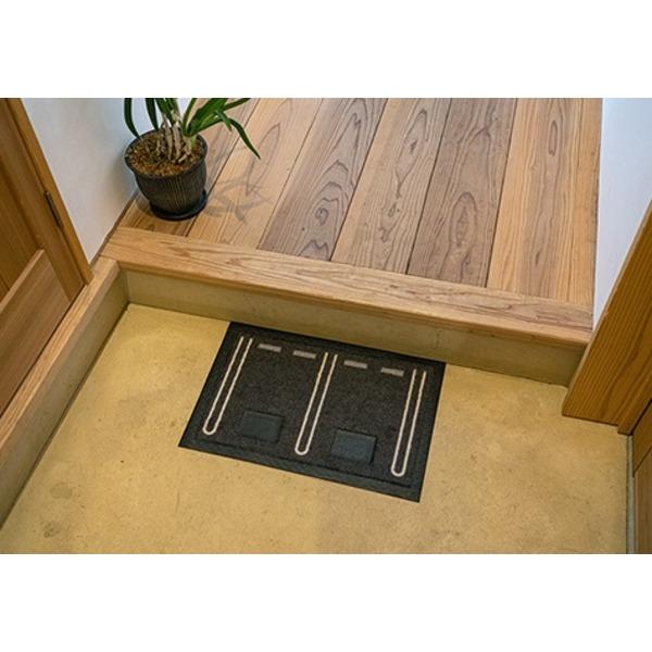 玄関マット 靴置きマット 約30×45cm 子供用 駐車場タイプ 二人用 表地 ナイロン100％ 裏...