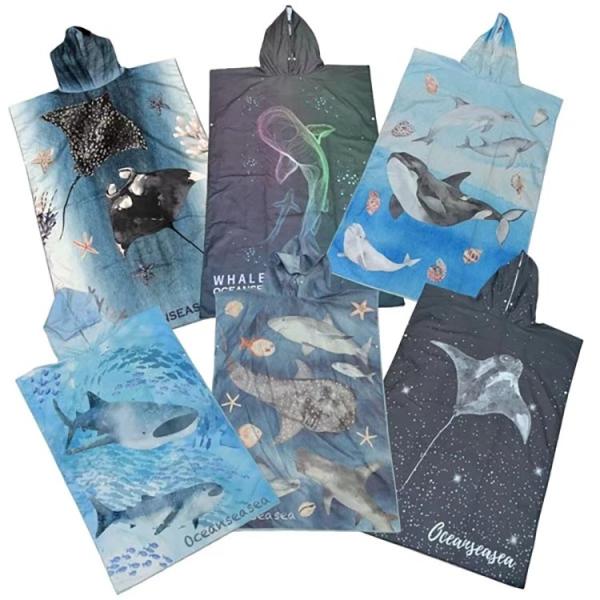 [ OCEANSEASEA ] お着替えポンチョ マイクロドライタオル 80cm×110cm