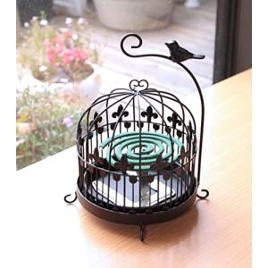 大竹産業 蚊取り線香 ホルダー 線香立て 蚊遣り 虫よけ インテリア ブラック 小鳥 19x19x24cm