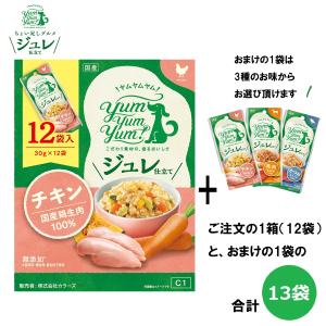 yum yum yum！ ヤムヤムヤム ジュレ仕立て  チキン  30ｇ×12袋+おまけは3種から選べる30ｇ1袋｜micchan-no-ouchi