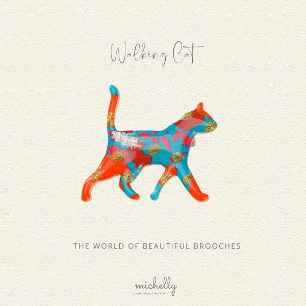 猫 ブローチ カラフル アート ネコ モチーフ 大人可愛い おしゃれ ねこ