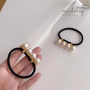 ヘアゴム パール 上品 4粒 ライン 大人可愛...の詳細画像5