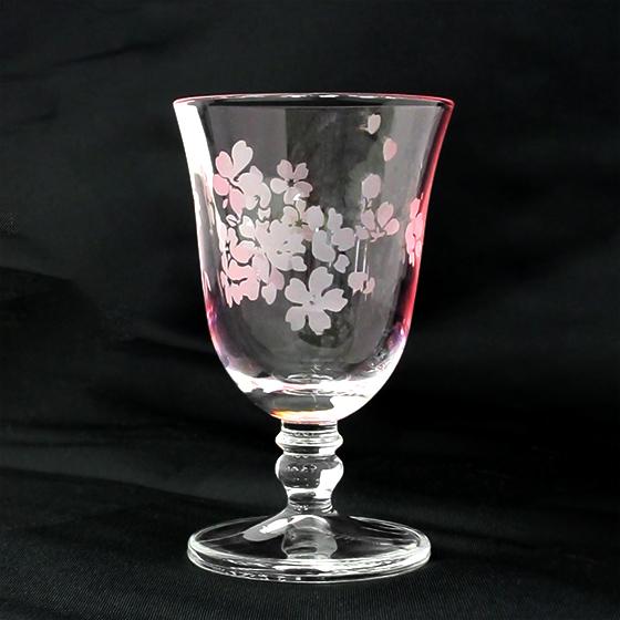 さくら色、さくら柄。　さくらショートワイングラス