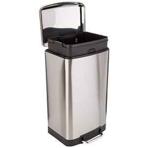 Amazonベーシック ゴミ箱 長方形 ソフトクローズ スチール製 40L