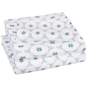 Amazonベーシック ベッドシーツセット マイクロファイバー 伸縮性ポケット付き ティールブロッサム US: ツインXL   JP: シングル対応