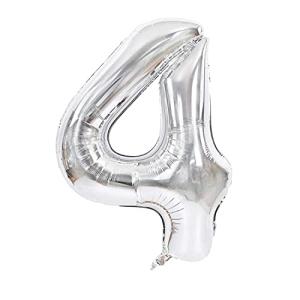 風船 バルーン 銀 飾り付け 数字4 ナンバー 32インチ 大きい 誕生日 ハッピーバースデー 記念日 パーティー