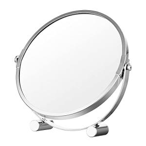 女優ミラー 鏡 卓上 スタンドミラー かがみ 卓上ミラー 両面鏡 3倍と等倍 拡大鏡 化粧道具 360°回転 角度調整自由自在 コンパクトに収納可能