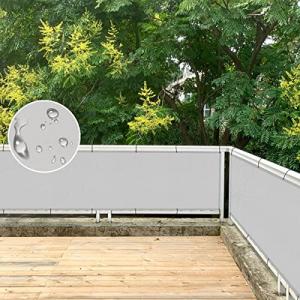 SUNNY GUARD防水ベランダ目隠しシェード 3.6×1m シルバーグレー バルコニーシェード