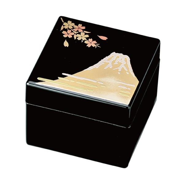[21-22-7] 黒 ミニオルゴール宝石箱 富士山 内布貼り 送料無料
