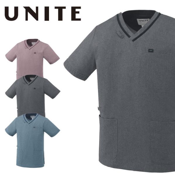 スクラブ 医療 白衣 UNITE ユナイト スクラブ UN-0401 半袖 男女兼用ストレッチ 制電
