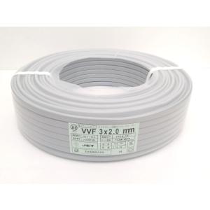 Book Hanaki　YAZAKI VVF2.0-2C 100m巻 送料無料) VVF2.0mm×2 電線 VVFケーブル 2.0mm×2芯 100m巻 灰色