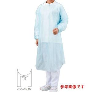 エブノ 6080 ブルー Mサイズ エブケア袖付エプロン 長袖タイプ 1箱20枚入り 個別包装 *箱に汚れ有