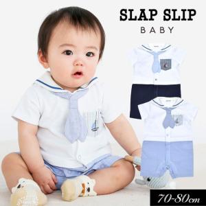 子供服 SLAP SLIP セーラー襟 ネクタイ 胸ポケット付き 半袖 ロンパース ベビー服 男の子 ベビー キッズ 赤ちゃん 2024夏｜mickykids