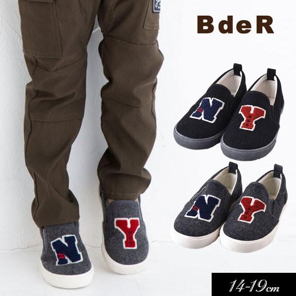 子供服 セール 秋冬t BdeR ビーデアールbyBEBE ワッペン 付き フェルト スリッポン 子...