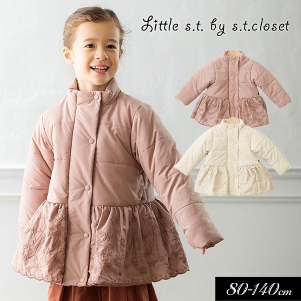 子供服t Little s.t. ボーダーレース 刺繍 コート キッズ 女の子 おしゃれ 防寒 20...
