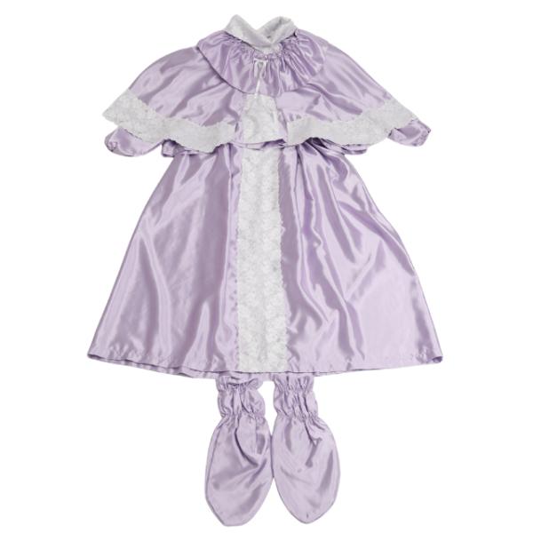 優雅　「ラベンダー色」　ブラウス　スカート　ケープ　靴下　首元を優しく隠すトータルネック　レースの美...