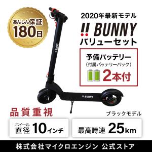 電動キックボード 10インチ 最大時速25キロ 防水 BUNNY（バニー） ブラック バリューセット