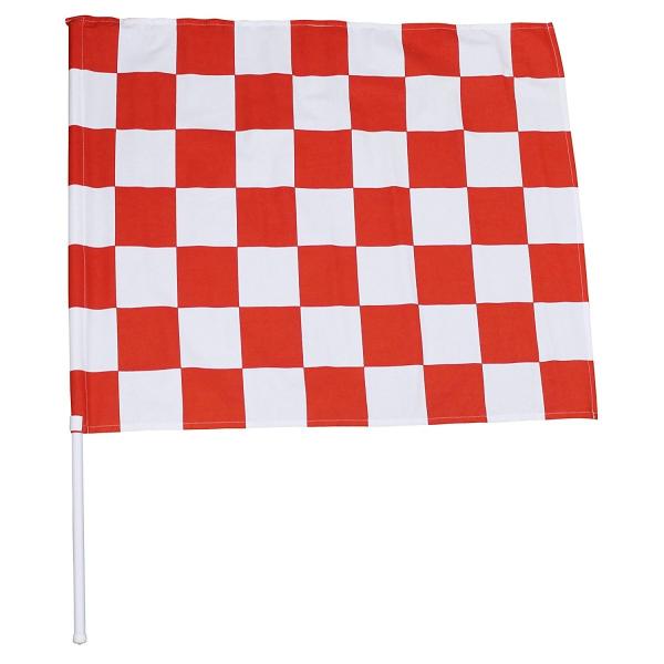 チェッカーフラッグ(赤白)　60×78cm　赤/白　塩ビパイプ付　レース/Ｆ1/モトクロス/競争