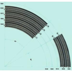 単線高架曲線線路R348-45° 【KATO・20-530】