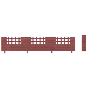 柵付レンガ塀 （塀10枚 門柱2本入） 【津川洋行・NA-87】