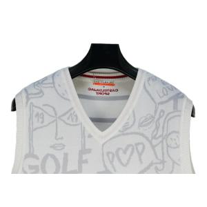 春夏特価 ゴルフ柄 V衿ニットベスト 白 L カステルバジャック 5811 Fcekano Edu Ng